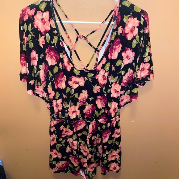American Eagle Outfitters Pants - american eagle floral romper with pockets